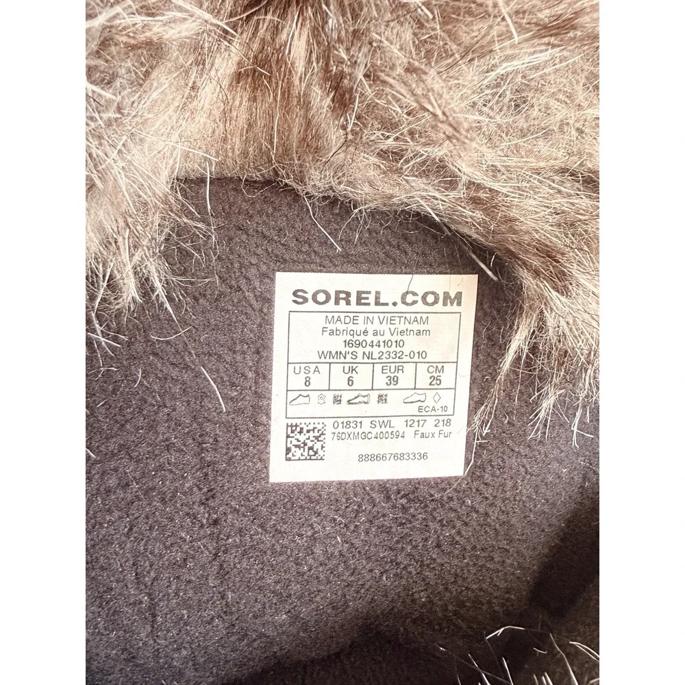 Sorel Tofino Snow Boot Womens Size 8 Black Quilted Fur Waterproof BARELY USE